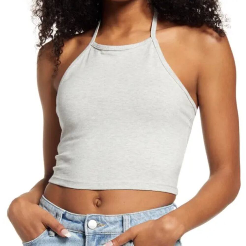 Bp. Halter Crop Top in Gray, Size M